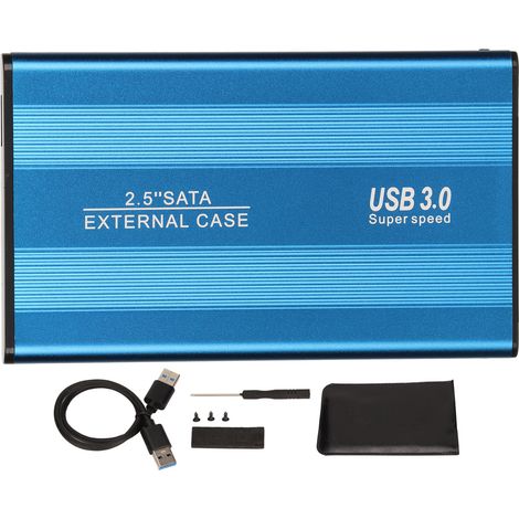 Boîtier disque dur externe USB 3.0 2,5 pouces 5 Gbps ultra-mince et léger, adaptateur HDD pour ordinateur portable, compatible Windows 7 et Windows 10, bleu (1/5)