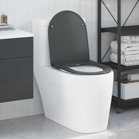 vidaXL Toilet Seat Anthracite 47 x 36 x 3.4 cm Duroplast (1/5)