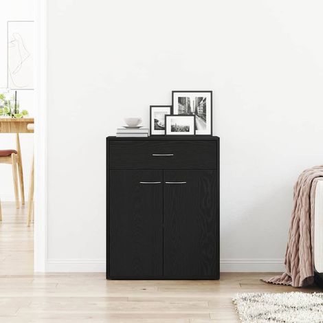 Sideboard Schwarz Eichen-Optik 60 x 30 x 75 cm Holzwerkstoff (1/5)