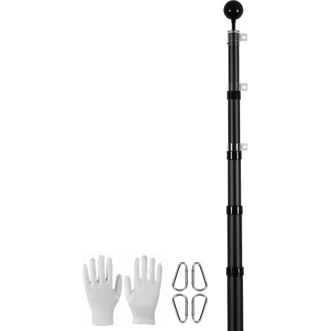 Mophorn 20ft Teleskop-Fahnenmast-Set, robustes Aluminium, 3 Anzeigemodi, britische Flagge, zum Eingraben für den Außenbereich, schwarz