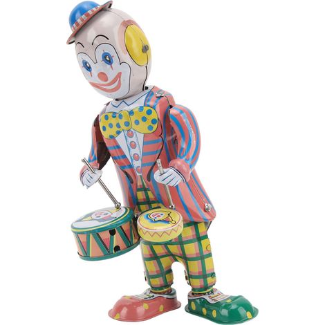 Jouet Mécanique Vintage Clown Batteur - Décor Rétro Bureau ou Cadeau Enfant Anniversaire (1/5)