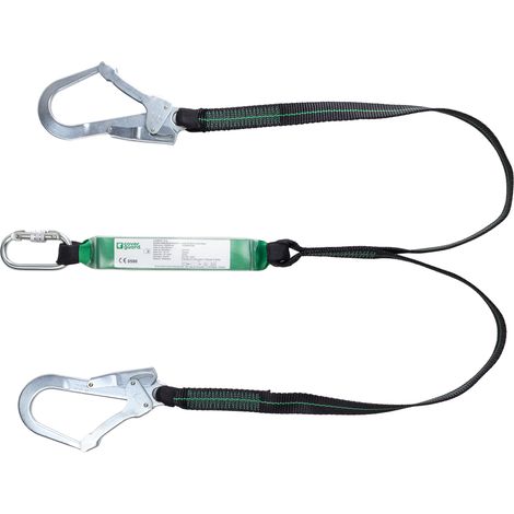 Longe double à absorbeur sangle avec 2 connecteurs acier ouverture 50mm LAURUS - EN355 2m