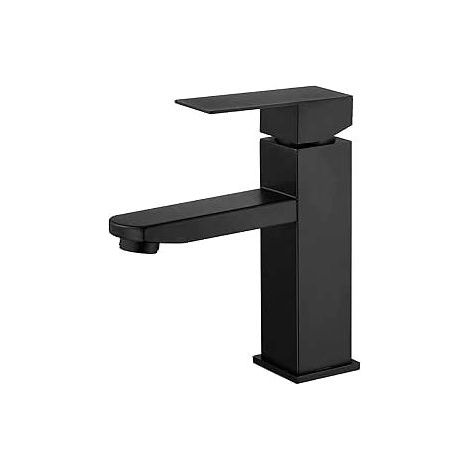 Grifo de lavabo para baño: grifo negro, grifo de agua caliente y fría, grifo mezclador de baño, grifo de lavabo de alta presión (1/5)