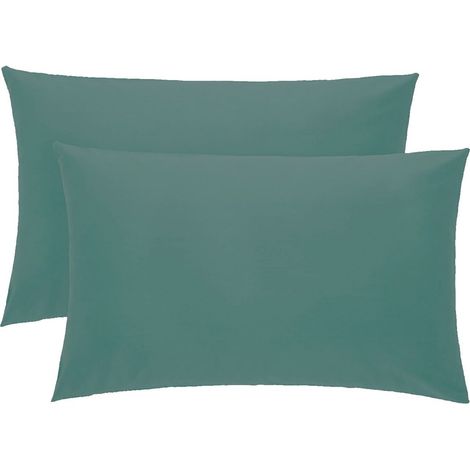 KLULK Coppia Federe Ottanio 100% Cotone, 52 X 82 Cm, Set Di 2 Cuscino Letto, Chiusura A Busta, Tinta Unita, Made In Italy (1/4)
