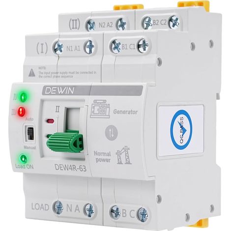 Commutateur de Transfert Automatique, 4P 63A 400V ATS Commutateur Automatique Commutateur Double Puissance Automatique Transfert Commutateur (1/5)