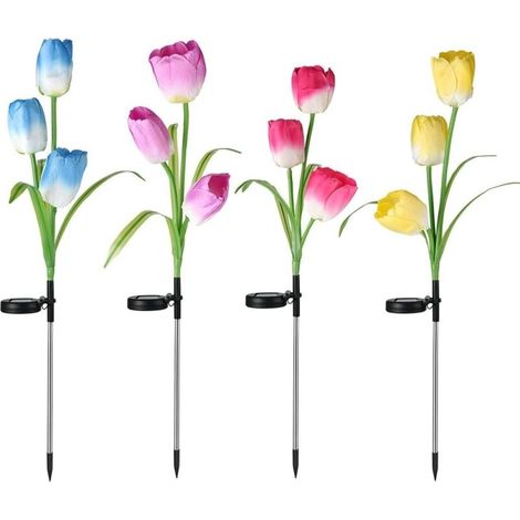 Lampe solaire à LED pour jardin, tulipe, décoration d'intérieur, veilleuse de jour, lampe solaire pour Noël, mariage, vacances, festival