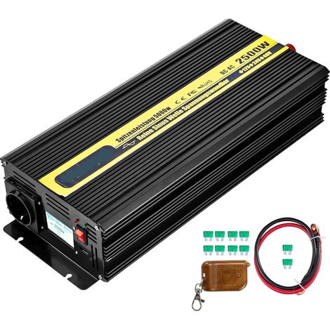 Onduleur solaire à onde sinusoïdale pure avec écran LCD et ampVentilateur de refroidissement double haute vitesse DC12V / DC24V t2500W 5000W for l'alimentation(2500W DC12V) (1/5)