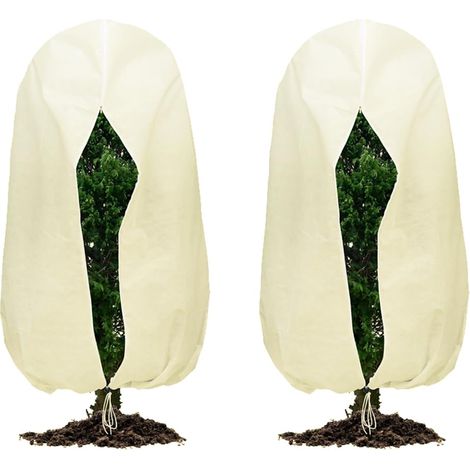Housse de protection antigel pour plantes, en tissu non tissé, indéchirable, avec cordon de serrage, pour arbres, palmiers et plantes de balcon (120 x 180 cm) (1/5)