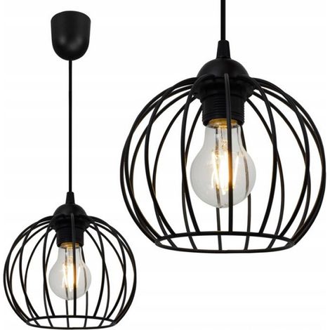 Lampe Suspendue - Métal Noir - Réglable 25 À 90 Cm - Culot E27 - Pour Intérieur Loft Moderne - 1 Pièce (1/5)
