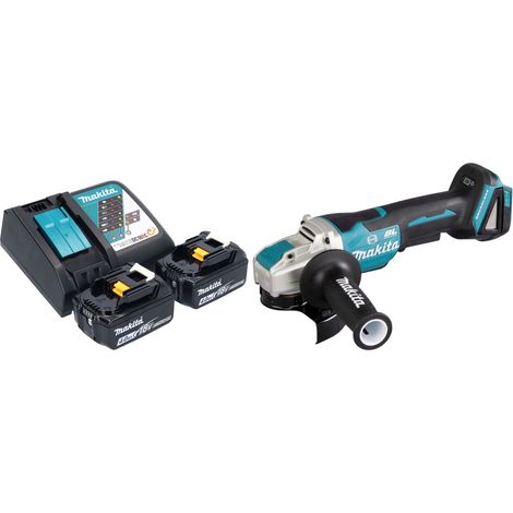 Amoladora angular sin cable Makita DGA 520 RMX1 18 V 125 mm X-LOCK Brushless + 2x batería 4.0 Ah + cargador