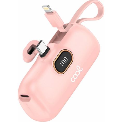 Bateria Externa Power Bank 5.000 mAh COOL Cápsula Rosa