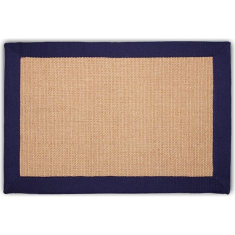 Sisal-Kratzteppich Amazonas Natur Bordüre: Jeans / Denim 70 x 130 cm
