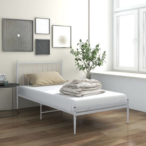 Bed Frame  White  Powder-coated metal  Single   Durable   Bed Frame vidaXL (1/5)