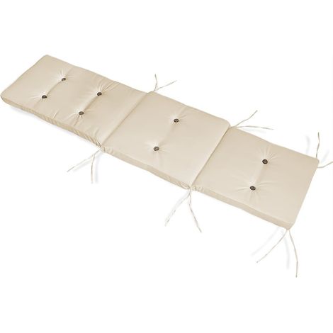 DETEX® Cuscino imbottito per lettino prensidole effetto lino coprisdraio imbottitura sdraio cuscini per lettino da giardino materassino per lettini Beige (1/5)