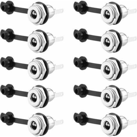Lot de 10 adaptateurs de prise jack femelle, 5,5 x 2,1 mm, avec bouchon étanche à la poussière, pour ordinateur portable / audio / vidéo / téléphone / CCTV et autres équipements électroniques (1/4)