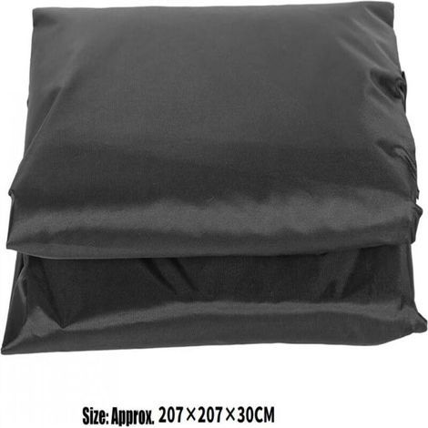 Bache d'extérieur pour Spa Housse de Bain à Remous Carrée Etanche Couverture de Spa en Tissu Polyester 190T Anti-poussière Anti-UVavec Un Sac de Rangement ,Noir——Noir 207×207×30cm (1/3)