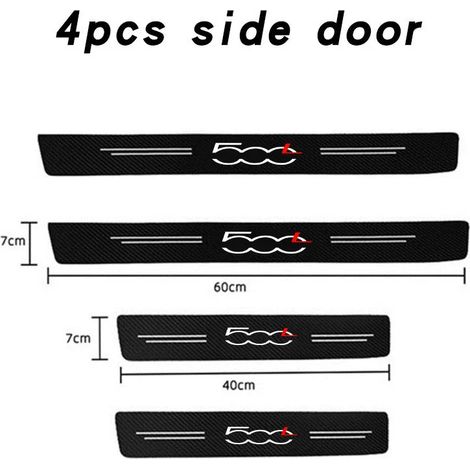 (4 pièces pour 500L) Bande de protection adhésive imperméable en fibre de carbone pour seuils de porte de voiture FIAT 500L, 500, 500E, 500C, 500S et 500X (1/4)