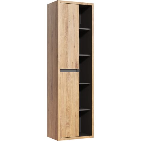 Hochschrank DANZIG-56 in Shetland Eiche Nb. mit Graphitgrau, B/H/T: ca. 50/170/33 cm (1/5)