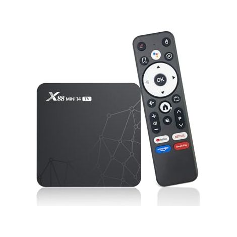 Android TV Box 14.2GB RAM 16GB ROM TV Box 4K HDR10 RK3518 Quad-Core, Ethernet 100Mbps, Wi-Fi 6/Bluetooth 5.2, Control de Voz en Español