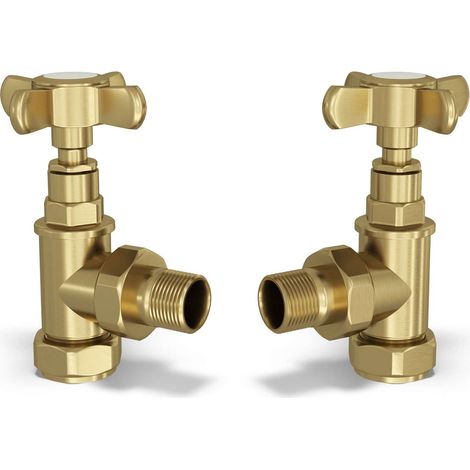 Signature Traditional - Brushed Brass Radiator Valve Angled 15mm (1/2)