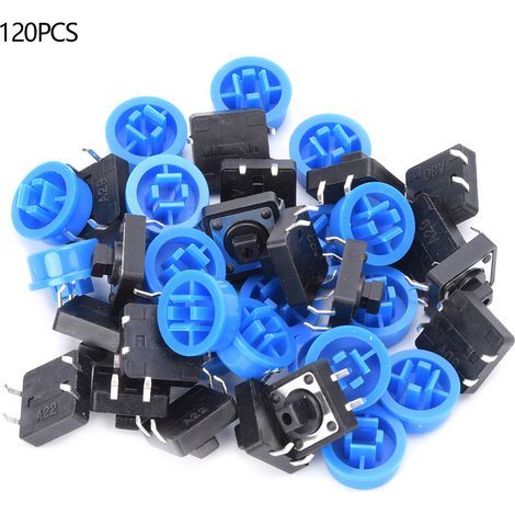 60 Interrupteurs Momentanés Tactiles à Bouton-Poussoir Bleu 4 Broches Micro Switch (1/5)