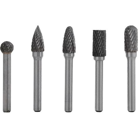 5-teiliges Set Schleiffräser aus Wolframstahl mit 6 mm Schaft und 10 mm Kopf