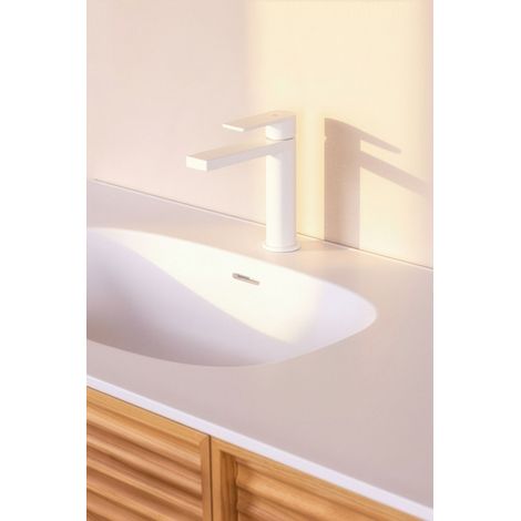 Mitigeur de lavabo en inox HORACE modèle bas cartouche céramique Ø25 BASS blanc mat (1/5)