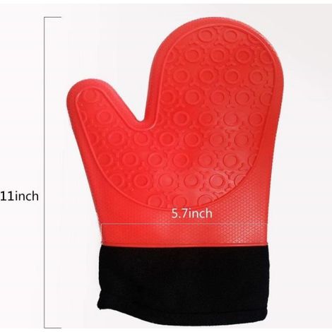 Gants De Cuisine - Silicone Résistant À La Chaleur Jusqu'à 250 °C - Doublure Coton Matelassée - Protection Poignet - Antidérapant - Lot De 2 (1/4)