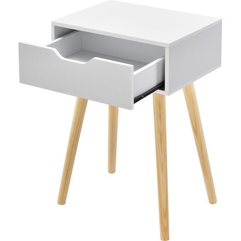 Table basse pour salon meuble design avec tiroir PVC 60 cm blanc