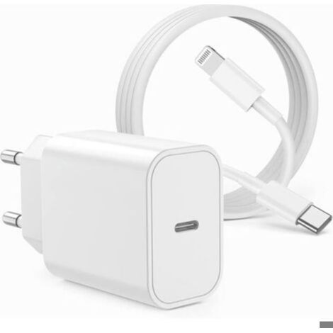 Chargeur Usb C - 20 W - Compatible iPhone Et iPad - Câble Lightning Inclus 2 M - Adaptateur Secteur (1/4)