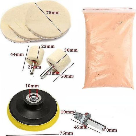 LYERCW - Kit de polissage de vitres de voiture 7 pièces pour éliminer les rayures du pare-brise et réparer les vitres.