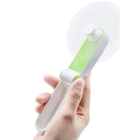 MINKUROW Mini ventilador de mesa con ventilador de bolsillo plegable, pequeño ventilador portátil USB recargable, ventilador USB personal y liviano para el hogar, la oficina y los viajes, verde (1/5)