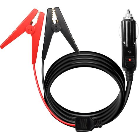 Câble Alligator à Allume-Cigare, 14AWG 12V Allume-Cigare mâle à Adaptateur de Batterie avec fusible 15A (2M) (1/5)