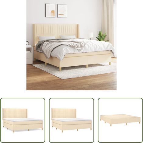 vidaXL Kopfteil - Boxspringbett mit Matratze Creme 180x200 cm Stoff (1/5)