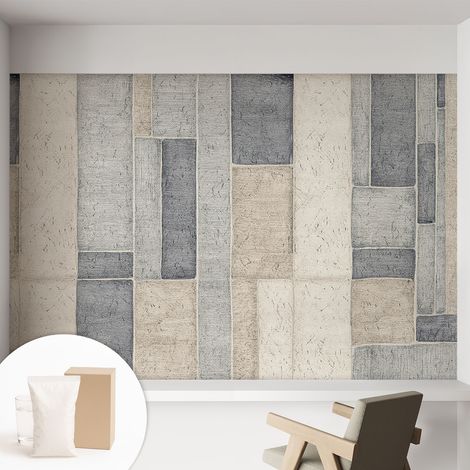 Papier peint intissé avec imprimé pour intérieur moderne application facile a motif - Colle incluse gratuite Mosaïque géométrique 152x104 cm (1/5)