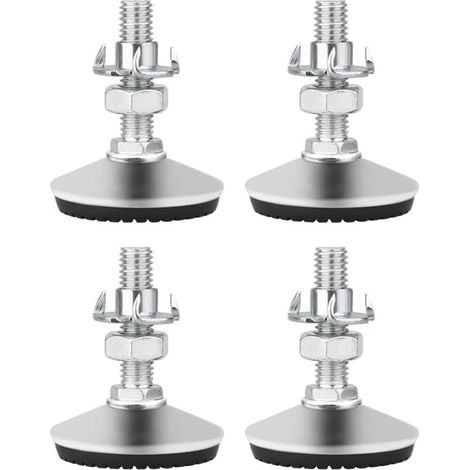4 Pieds de nivellement,M8 x 30mm,Base en caoutchouc,Écrou en T,Meuble et machine