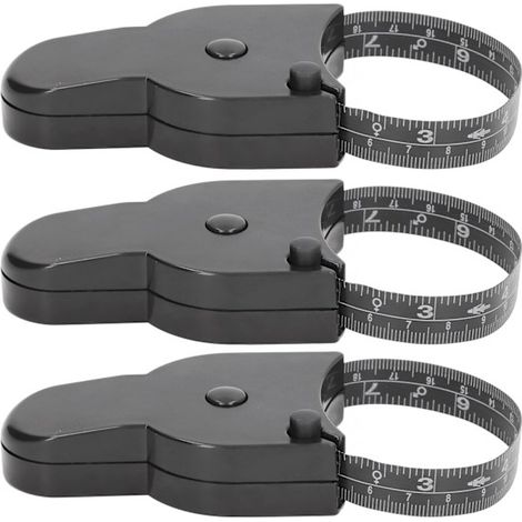 Lot de 3 mini rubans à mesurer portables noirs précis (cm/pouces) pour la taille et le corps (1/5)