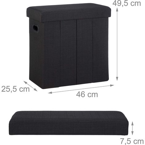 Sgabello panca panca pouf portaoggetti pieghevole 50 litri nero 1300027762