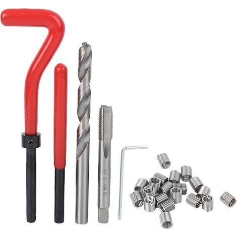 Trywise Kit de réparation de filetage 25 pièces, kit d'insertion de réparation de filetage M8, avec boîte en plastique transparente pour machines de traitement,Ensemble D'Outils Complet (1/4)
