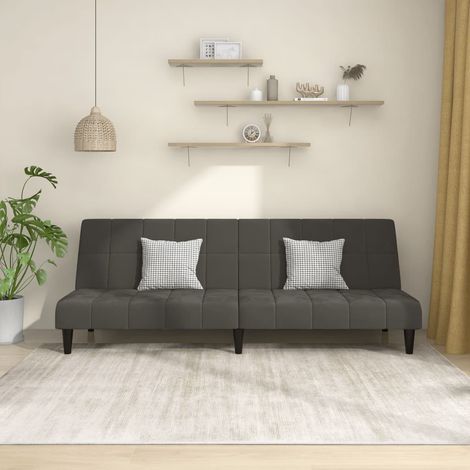 Schlafsofa 2-Sitzer Dunkelgrau Samt (1/5)