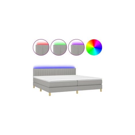 Sommier à lattes de lit matelas LED Gris clair 200x200 Tissu (1/5)