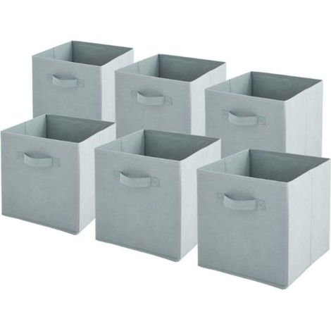 Lot de 6 paniers pliables en tissu sauge 31 x 31 x 31 cm