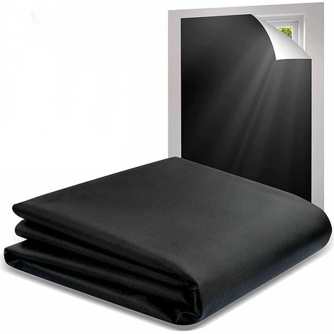 QAZQA Store Occultant sans Percage, 200x145cm, Tissu Isolant Thermique Intérieurs Rideau Opaque pour Fenetre de Toit Chambre Bureau Voyage Caravane（Tissu occultant uniquement, Noir）