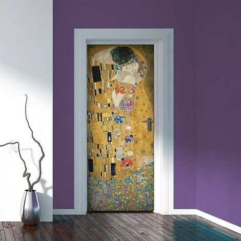 Adesivi per Porte in PVC Premium, Door Cover Bacio di Gustav Klimt, Applicazione Facile e Senza Bolle, Rivestimenti per Porte da Interno 83 x 210 Rifilabili (1/4)