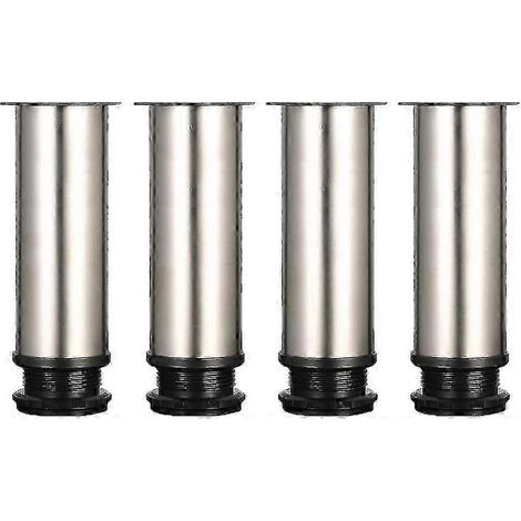 Quatre pieds de meubles réglables en acier inoxydable, de 150 mm de hauteur, avec une plage de réglage de 0 à 15 mm, parfaits pour les armoires et les tables, et durables. (1/5)