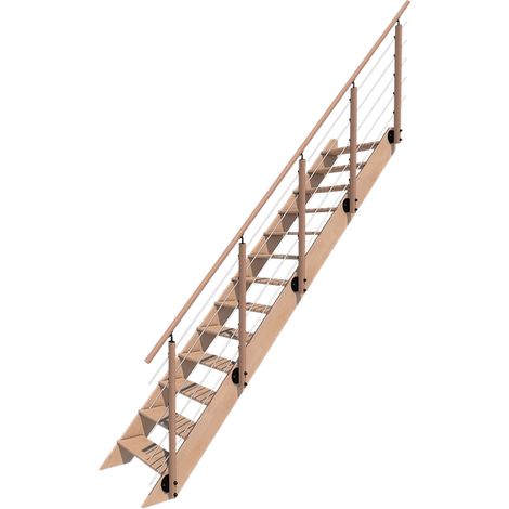 NOVESTA - Scala dritta in legno con balaustra