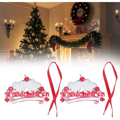 Set aus 2 handgeschnitzten und handbemalten Weihnachtsbaum-Anhängern aus Kunstharz, Hängedekorationen für Zuhause, 22 W251 (1/5)