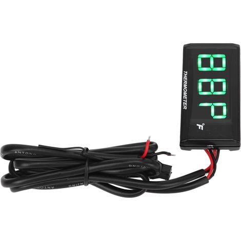 Thermomètre LCD pour moto, ultra-fin et étanche, avec adaptateur pour bougie d'allumage 10 mm, 12 V CC, vert. (1/5)