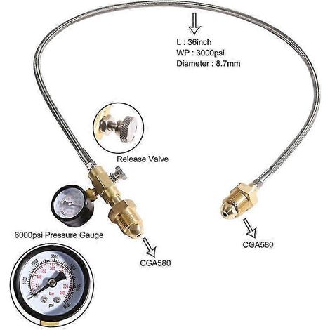 Tuyau adaptateur de transfert pour station de remplissage, compatible avec les bouteilles d'argon conformes à la norme BS 341 n° 3 (Royaume-Uni), les bouteilles d'hélium ou de CO2, adaptateur de trans (1/5)