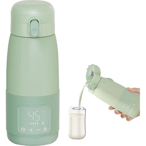 Chauffe-biberon Portable, 500ml Chauffe-biberon Bébé en Déplacement Contrôle Précis de la Température 37 à 55 Degrés Réglable pour le Voyage Alimentation de Nuit (1/5)